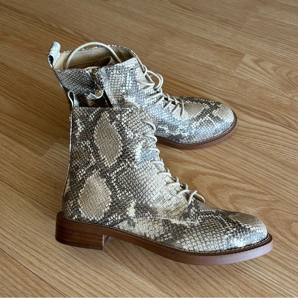 Sam Edelman Nina Snake Skin Print Laced Boots Women’s 6
